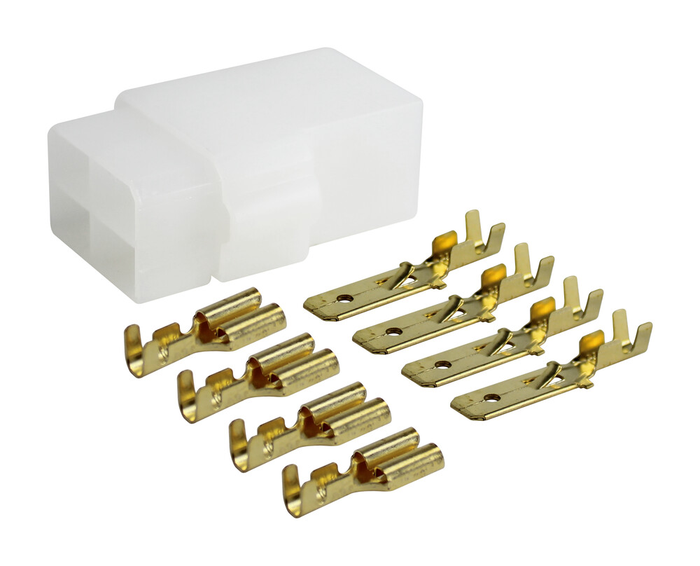 [CON-FASTON-4CH] CONECTOR 4 VIAS FASTON AISLADO 4 HEMBRA + 4 MACHO