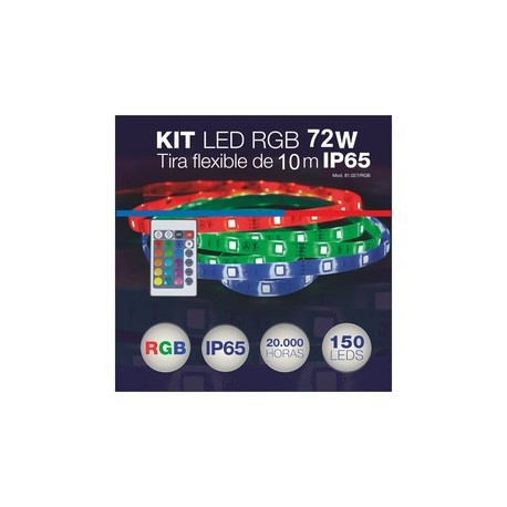 KIT TIRA DE LED SMD5050 RGB 30P/M 10M 72W 24VDC IP65+CONTROL+TRANSFORMADOR