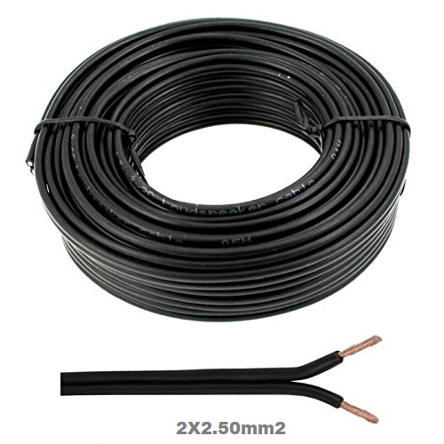 MT. CABLE MANGUERA NEGRA FLEXIBLE ALTAVOZ 2x2.5mm2 (ROJO/NEGRO)