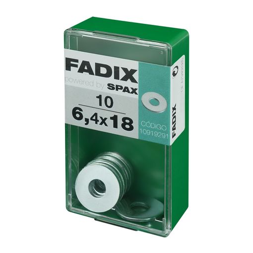 [TOR-18250] CAJA S 10uds ARANDELA PLANA ANCHA CINC 6.4*18mm FADIX