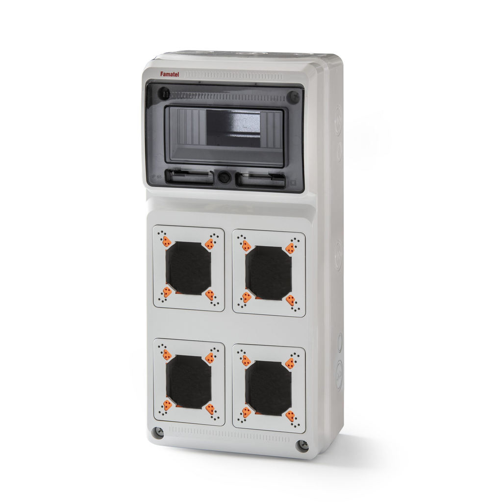 [CUA-FA-3961] CUADRO OBRA PARA TOMAS INDUSTRIALES SUPERF. 8mod PARA 4 TOMAS CETAC IP65