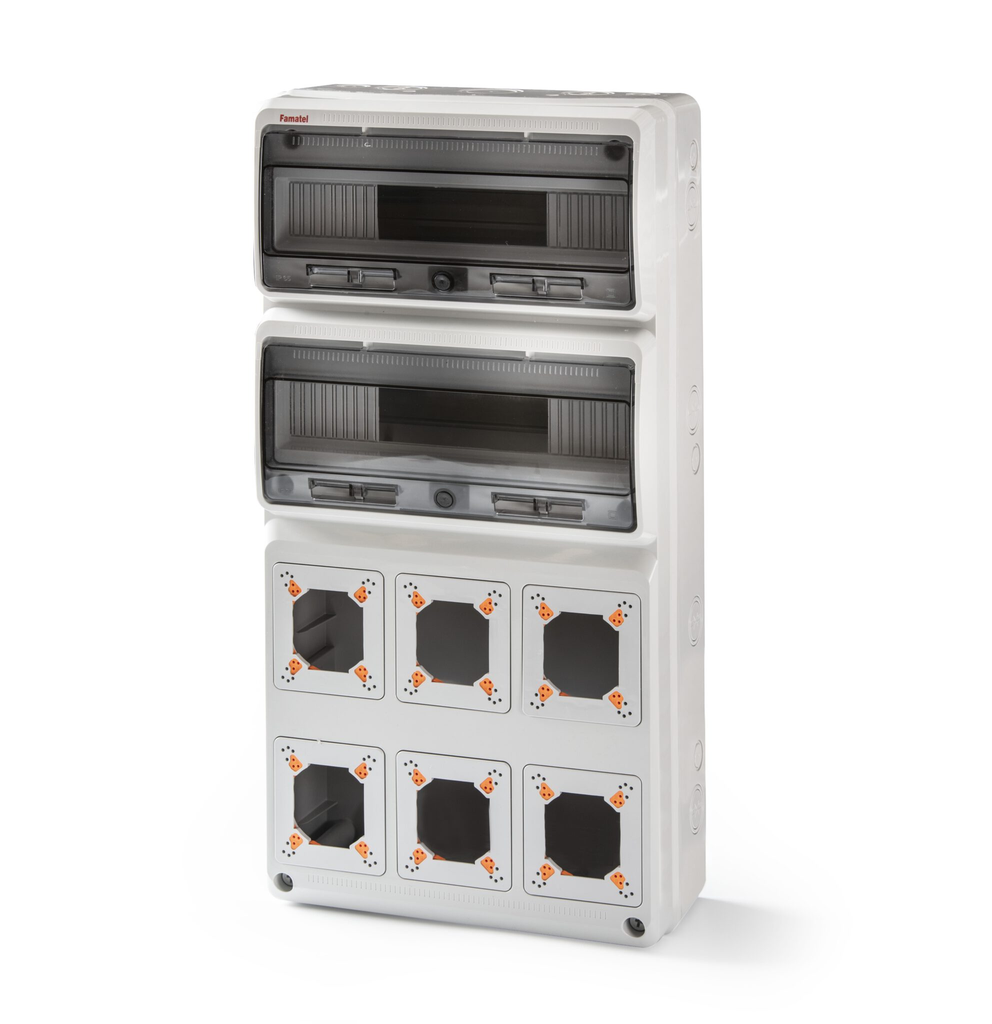 CUADRO OBRA PARA TOMAS INDUSTRIALES SUPERF. 2x16mod PARA 6 TOMAS CETAC IP65