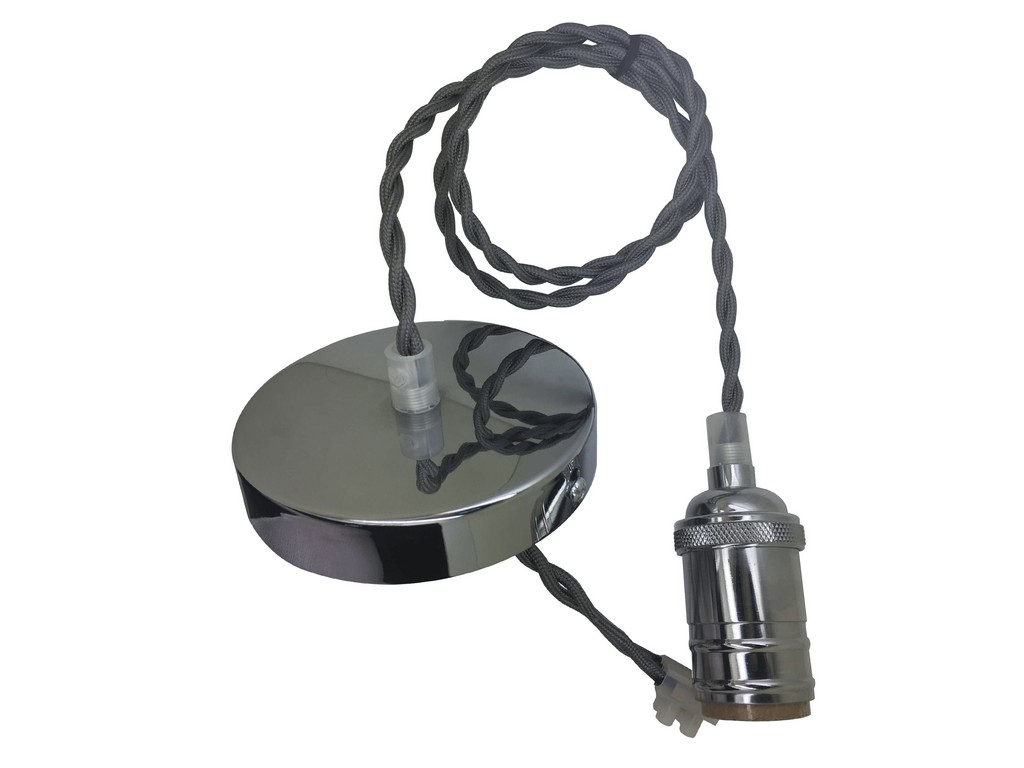 [LAM-1301027-PL] COLGANTE E27 CROMO 1,5M CUERDA GRIS