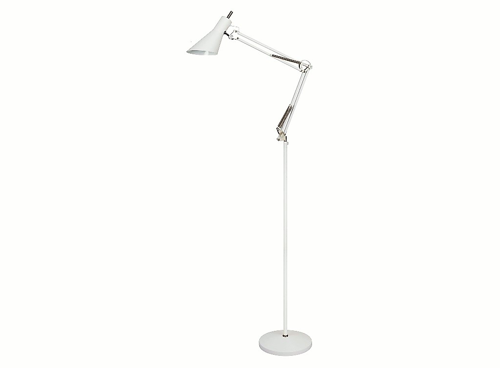 [LAM-PIE-ART-BL] LAMPARA DE PIE ARTICULADA BLANCA+NICKEL E27