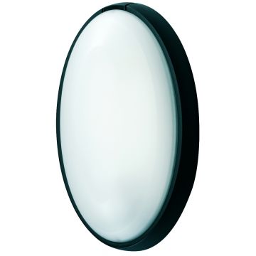 [PLF-7400N] APLIQUE/PLAFON OVALADO CRISTAL IP44 1XE27 NEGRO FENOPLASTICA