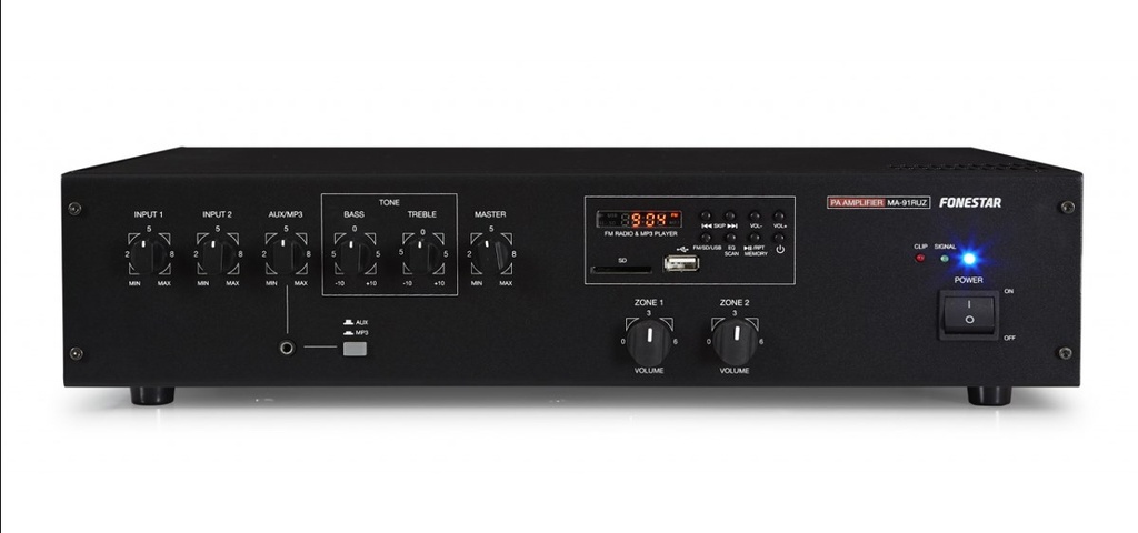 [SON-AMP-MA91RUZ] AMPLIFICADOR MEGAFONIA 90W LINEA 100V USB/SD/MP3/FM 2 ZONAS