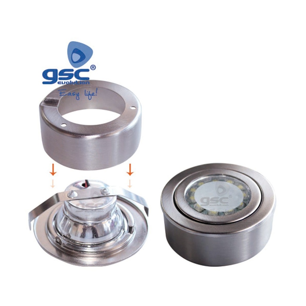 ARO LED 3W 3000ºK 285lm DE EMPOTRAR CON KIT DE SUPERFICIE NIQUEL SATINADO