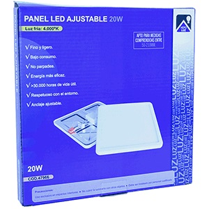 PANEL LED SQ 20W 6K LUZ FRIA 1800LM DIAMETRO AJUSTABLE Ø50-210mm