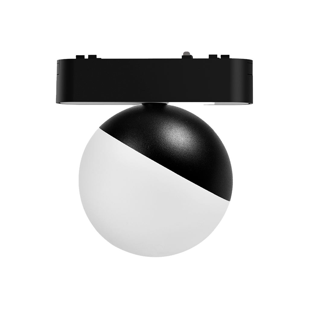 FOCO BOLA CARRIL MAGNETICO 40V NEGRO/CRISTAL 10W 4000ºK 900lm 120º  114.5*Ø100x122mm