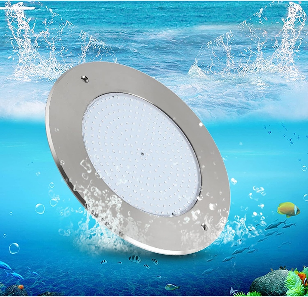 BOMBILLA LED PISCINA PAR56 SLIM 5mm ARO INOX 316 35W 12V AC/DC IP68 4000ºK 230x230x5mm