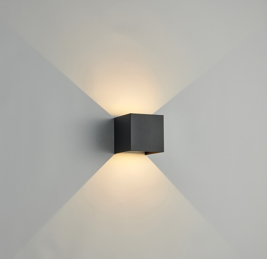 [APL-LM6184] APLIQUE DE PARED LED 12W CUBE CCT3 12W 900lm 10º-90º IP54 NEGRO