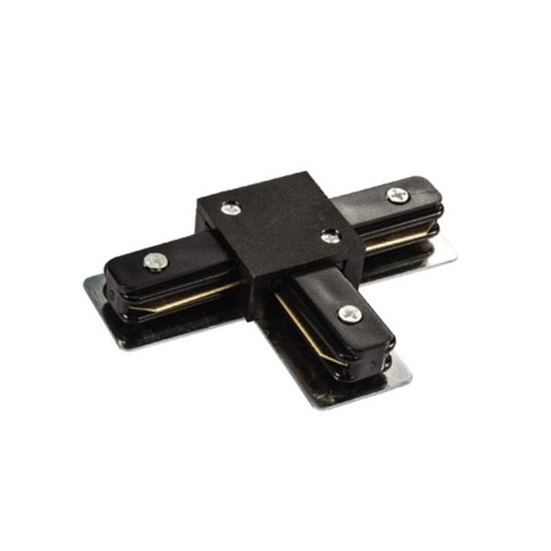 [FC-CAR-2P-T-NG] CONECTOR DERIVACION PLANO PARA CARRIL MONOFASICO EN T NEGRO