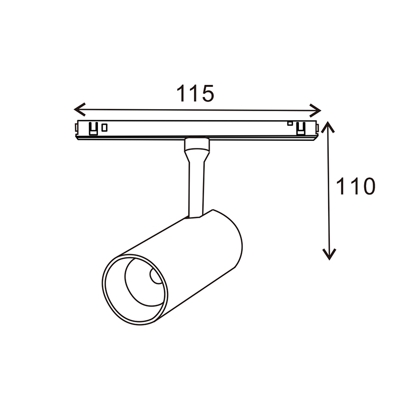 FOCO LED DETAIL SERIE 16mm 10W PARA CARRIL MAGNÉTICO NEGRO 48V 4000ºK 1000lm 115*110mm