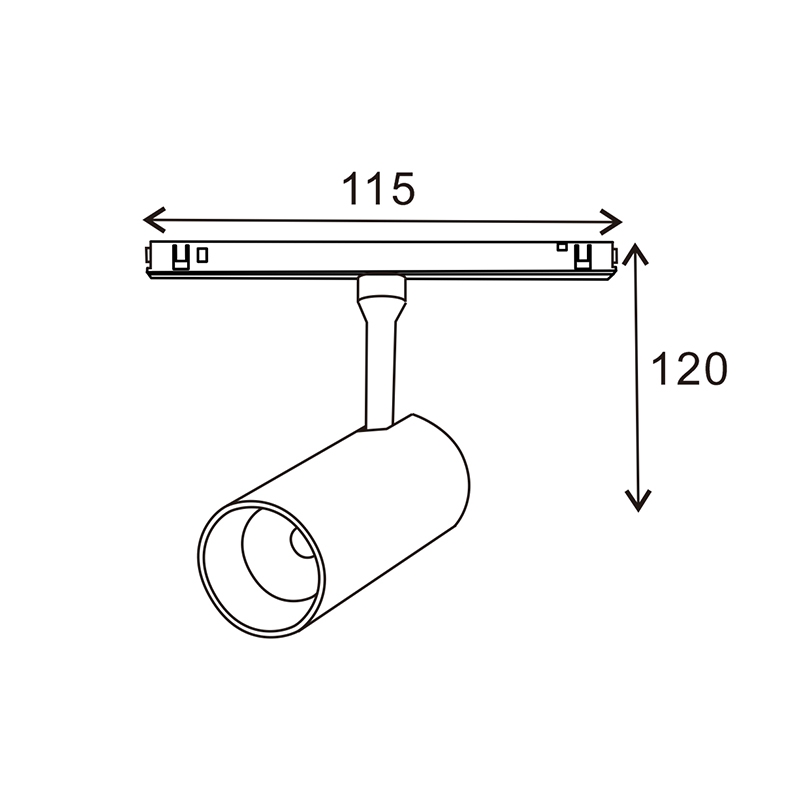 FOCO LED DETAIL 20W PARA CARRIL MAGNÉTICO NEGRO 48V-16 4000ºK 2000lm 36º 115X120H mm UGR17