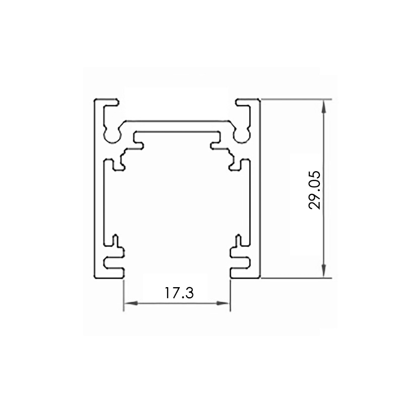 CARRIL MAGNÉTICO NEGRO SERIE 16MM - 2 METROS