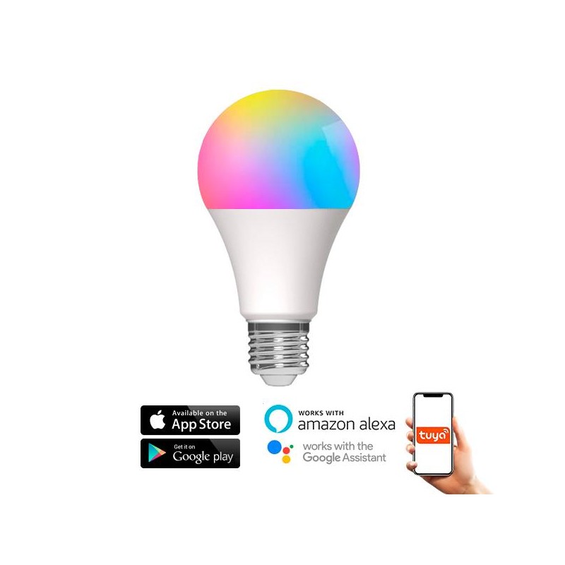 BOMBILLA LED E27 10W 1000LM RGB+CCT 200º SMART APP TUYA