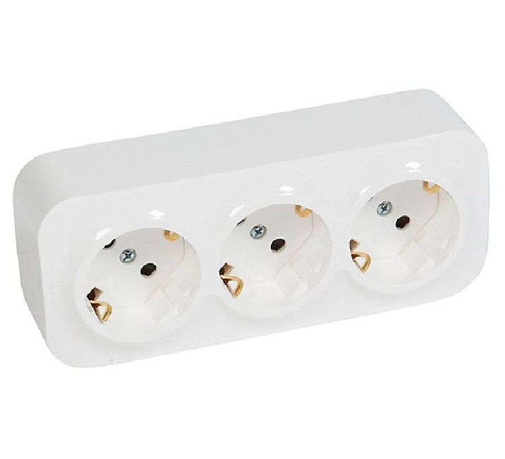 [MEC-LG-782418] FORIX IP21 SUPERFICIE TOMA ENCHUFE TRIPLE SCHUKO 3x2P+T 16A BLANCO
