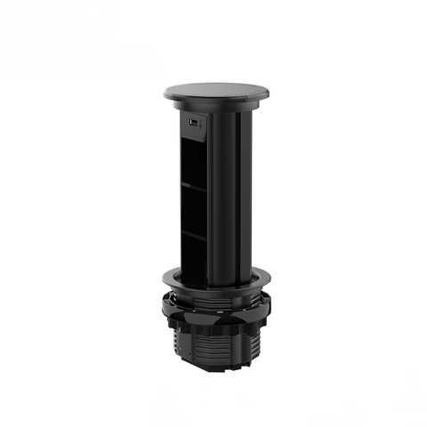 COLUMNA TORRE EMPOTRAR OCULTABLE CARGADOR USB + 3 TOMAS NEGRO (NO INCLUYE ENCHUFES)