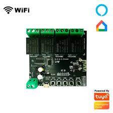 TARJETA INTELIGENTE 5-24V 4 RELES 1NO+1NC WIFI APP TUYA