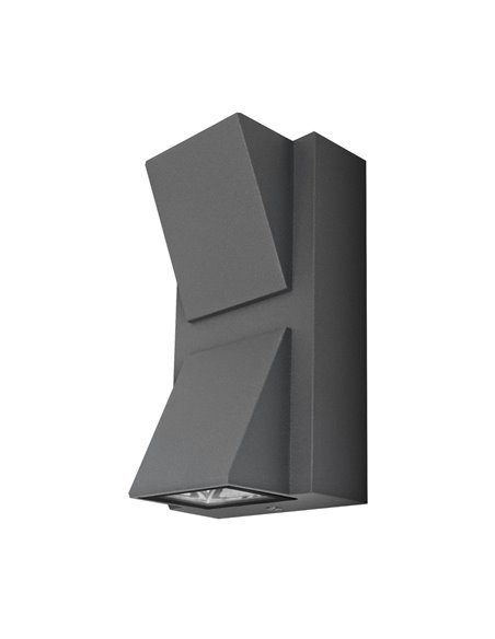 APLIQUE TRAPEZOIDAL GRIS ANTRACITA IP54 2x3W 400lm 6000K LUZ FRIA UP/DOWN