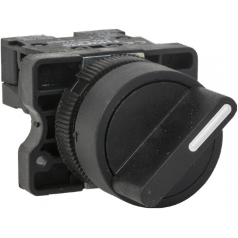 SELECTOR PLASTICO MANETA CORTA INTERRUPTOR 3 POSICIONES 1-0-2 2NO 22mm