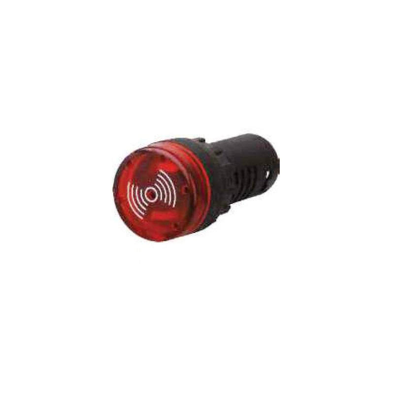 ZUMBADOR LUMINOSO PLASTICO ROJO 230VAC 22mm