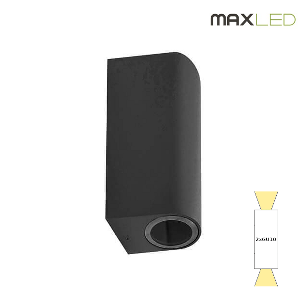 [APL-23099] APLIQUE 2xGU10 UP/DOWN IP44 NEGRO MAXLED