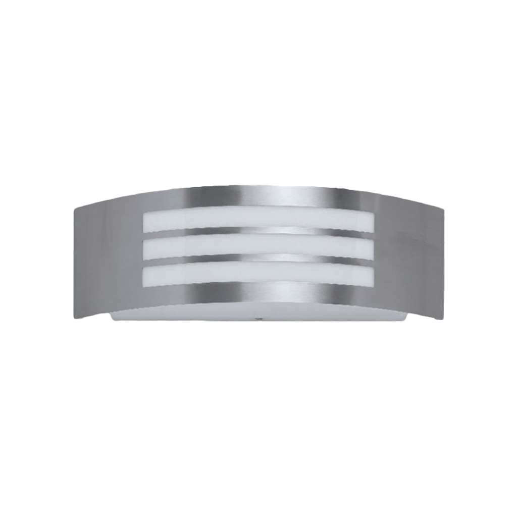 [APL-25109] APLIQUE RECTANGULAR CURVO E27 IP44 REJILLA INOX+PC 318x100mm