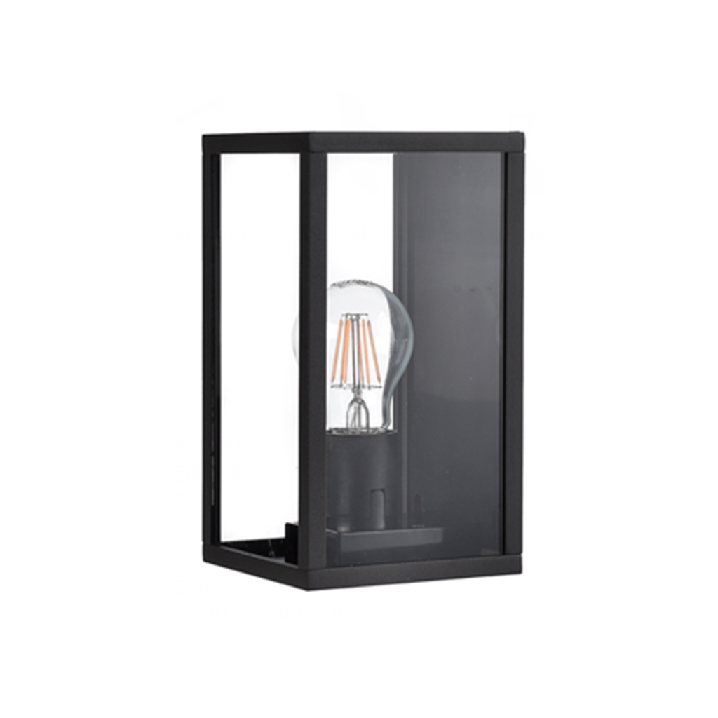 APLIQUE PARED RECTANGULAR VERTICAL E27 TRANSPARENTE Y NEGRO
