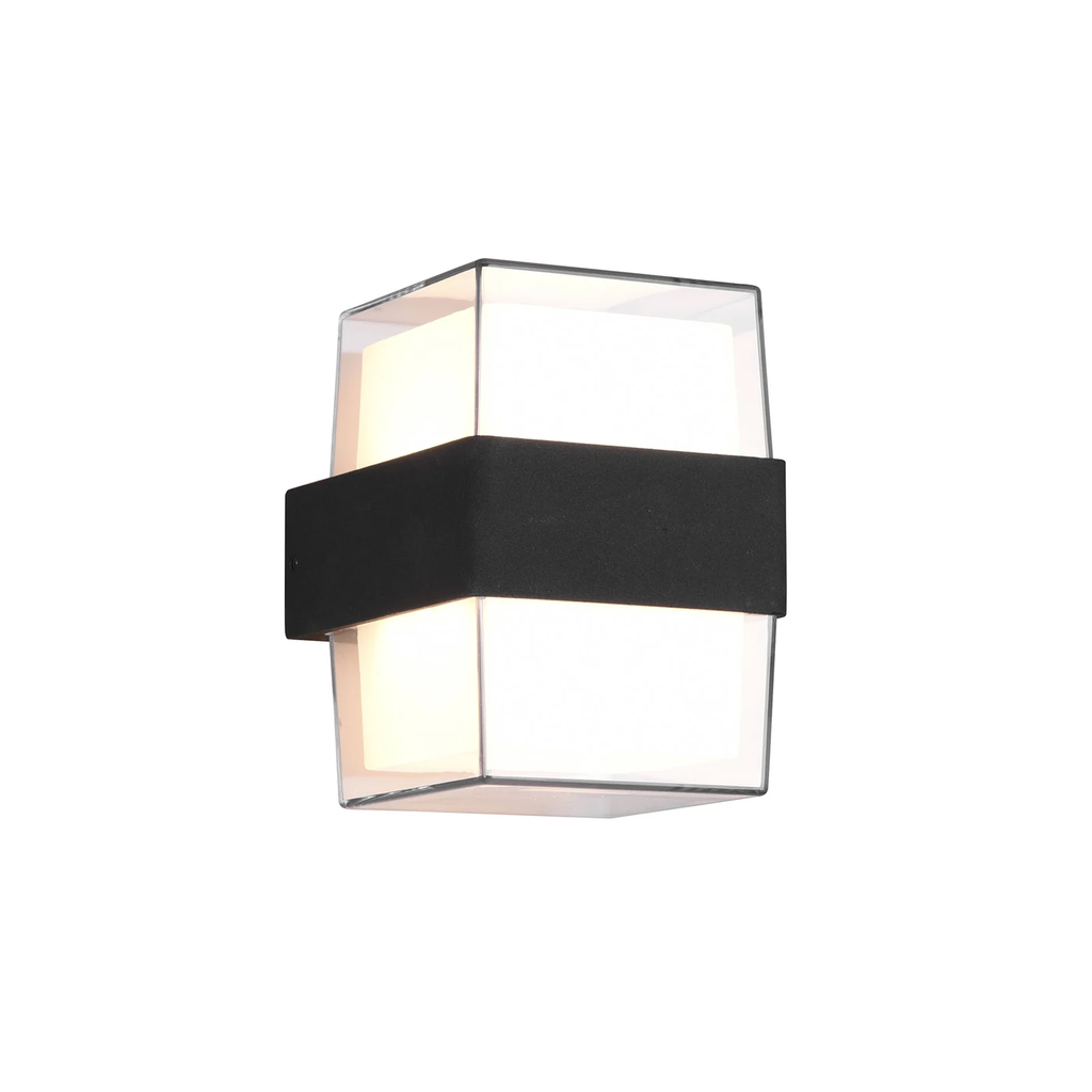 [APL-36518] APLIQUE LED 7W 500lm IP44 3000ºK ALUM NEGRO + TRANSPARENTE/OPAL