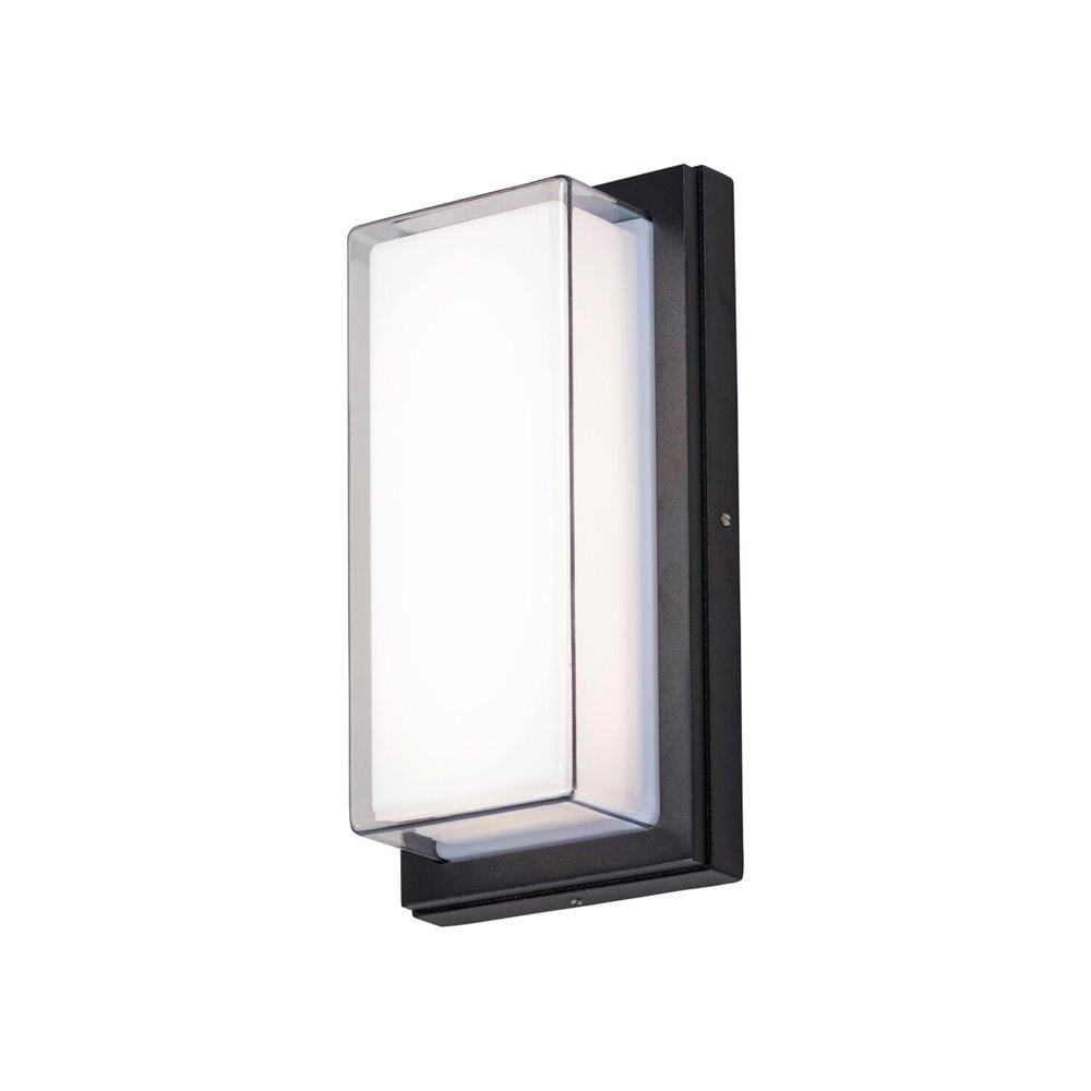 [APL-36730] APLIQUE LED RECTANGULAR 12W 1400lm IP54 CCT 30/40/50ºK ALU NEGRO + TRANSPARENTE/OPAL 145x240x83mm