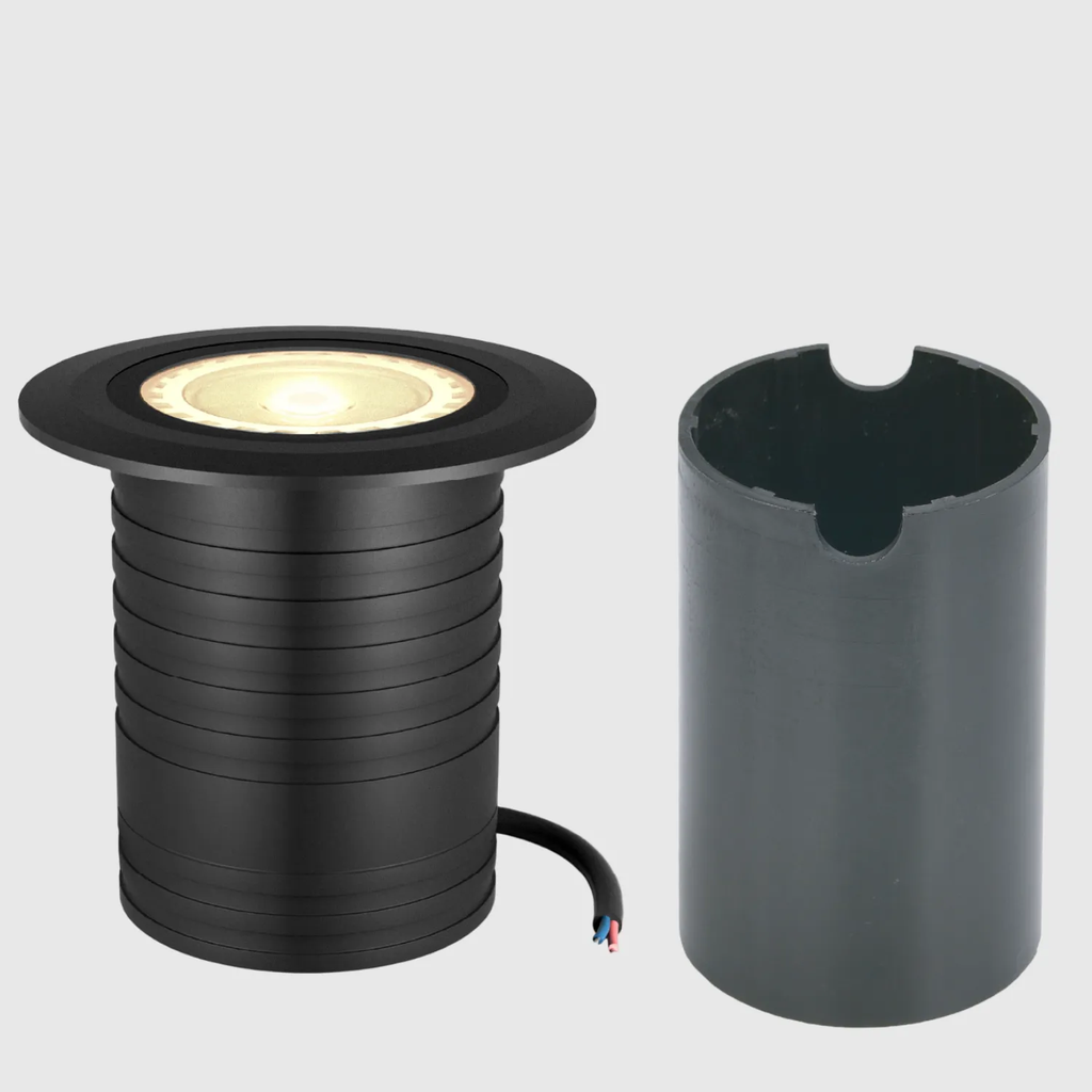 [FS-39113] FOCO UPLIGHT EMPOTRADO SUELO NEGRO GU10 IP67 Ø80x120mm CORTE: Ø62mm