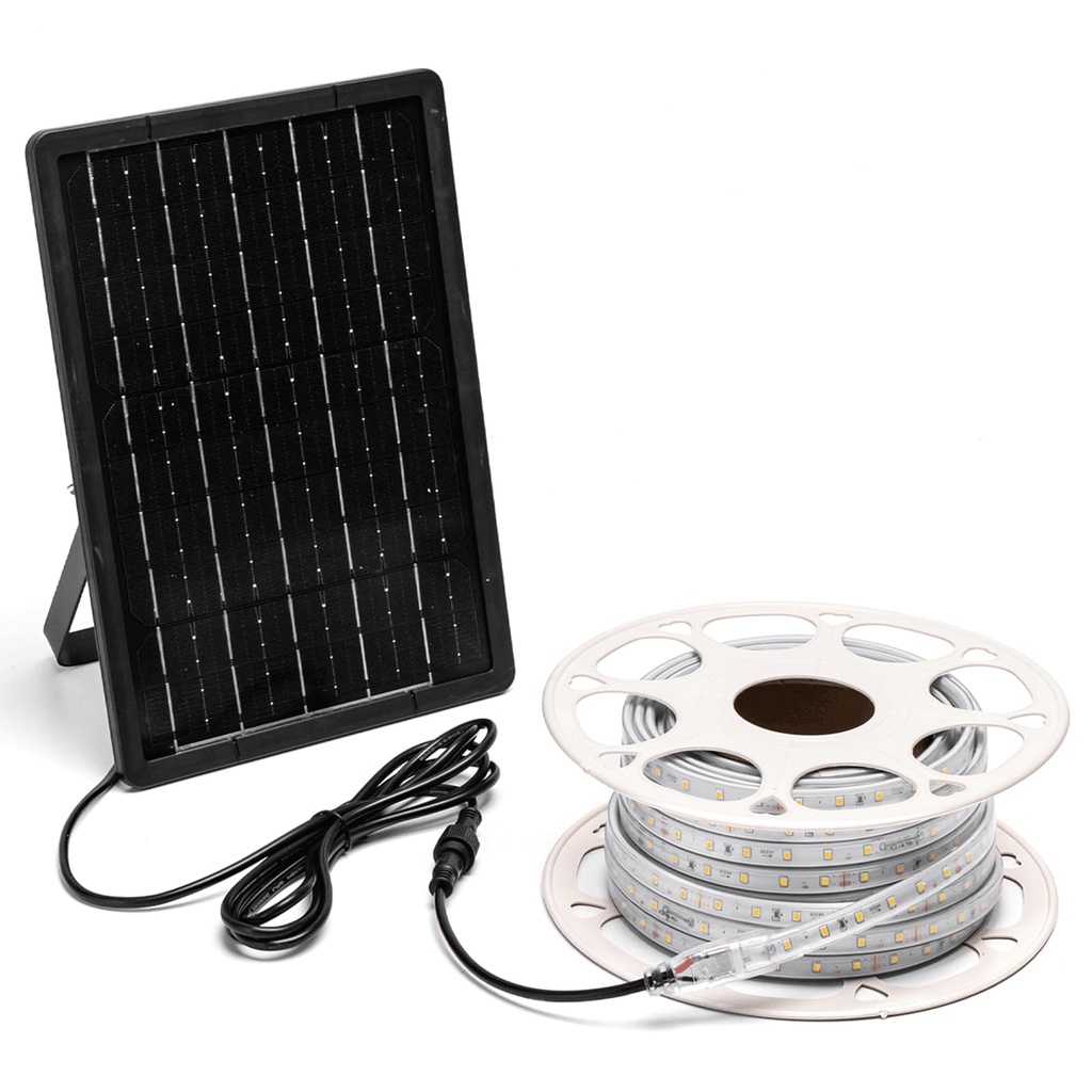 KIT TIRA LED SOLAR 20mts 6000ºK LUZ FRIA IP65 10W/m  11,5x5mm CON MANDO
