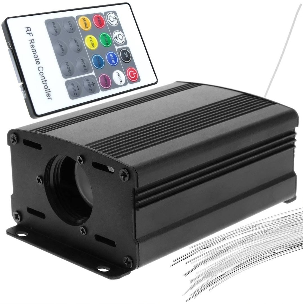 [KIT-FIBRA-4M-0.5] KIT FIBRA OPTICA PARA TECHO ESTRELLADO 6W RGB 200 FIBRAS DIAMETRO: 0.75mm LARGO: 4mts