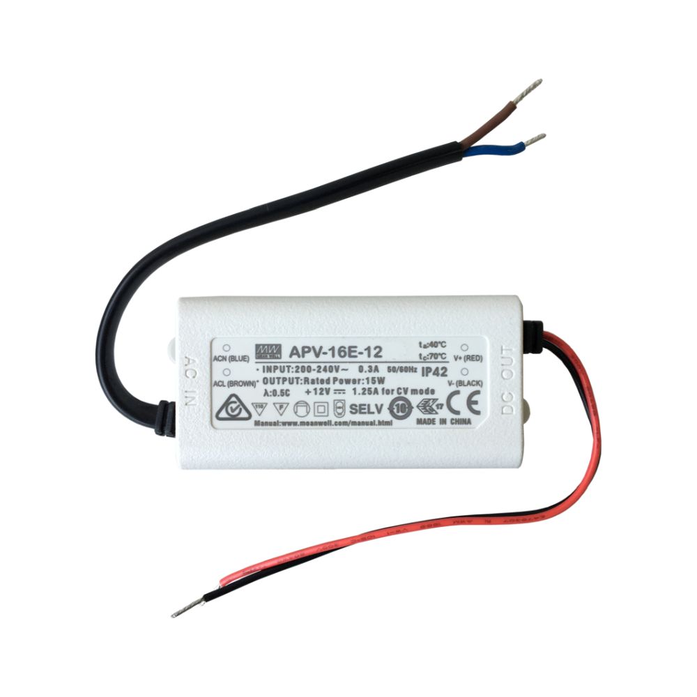 TRANSFORMADOR 12VDC 1.25A 16W IP42 APV-16E-12 MW
