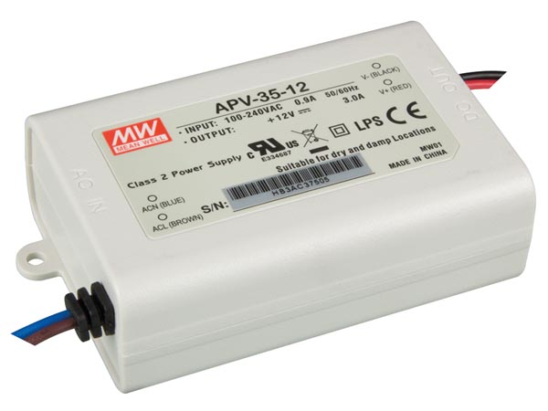 TRANSFORMADOR IP42 35W 12VDC 3A APV-35-12 MEAN WELL
