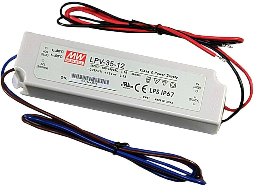 TRANSFORMADOR IP67 35W 12VDC 3A LPV-35-12 MEAN WELL