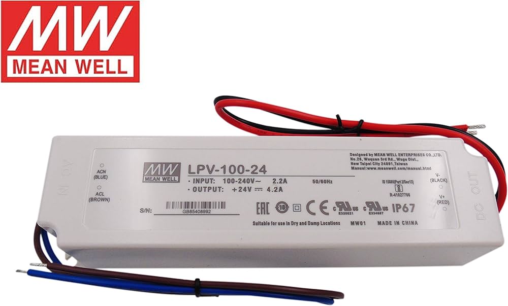 [DC-24V-100W-LPV] TRANSFORMADOR IP67 100W 24VDC 4.1A LPV-100-24 MW