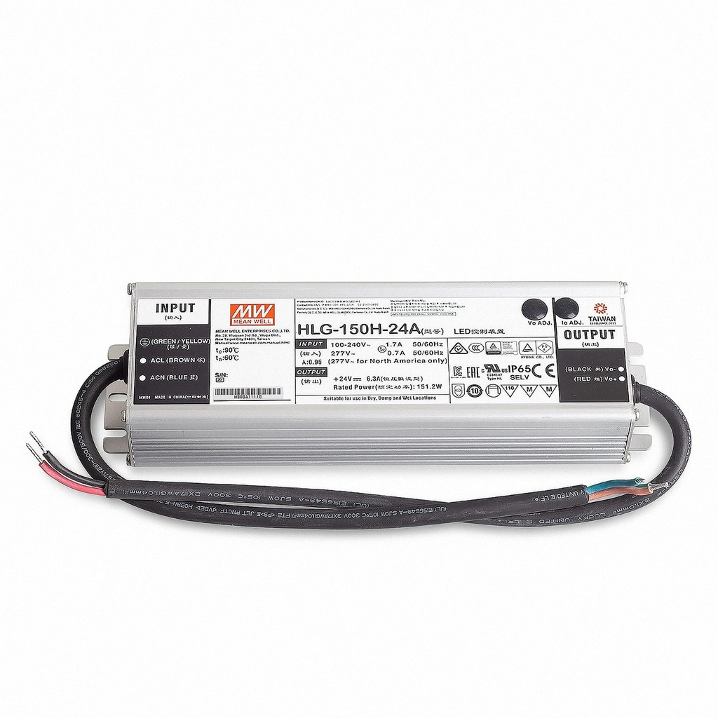 TRANSFORMADOR 150W 24VDC 6.30A IP67 LPV-150-24 MEAN WELL