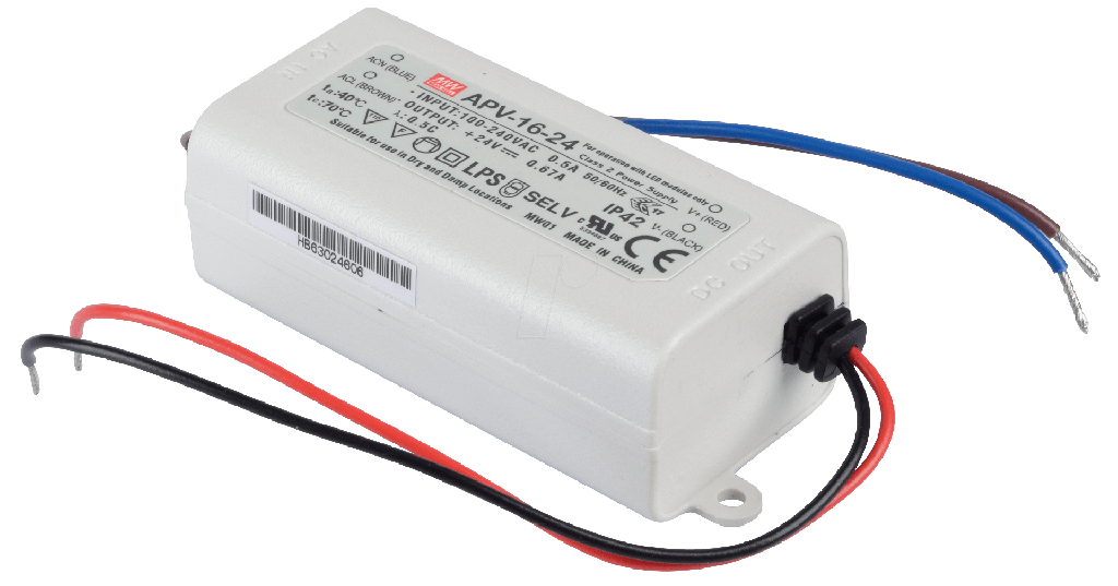 TRANSFORMADOR 24VDC 0.67A 16W IP42 APV-16-24 MW