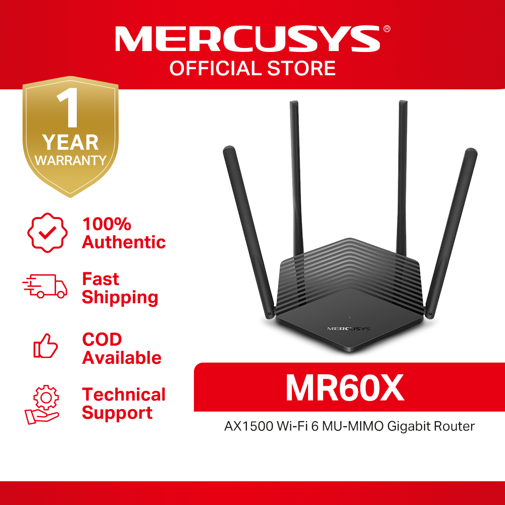[INF-MER-MR60X] MERCUSYS ROUTER AX1500 WiFI 4 ANTENAS 4x10/10/1000Mbps MR60X