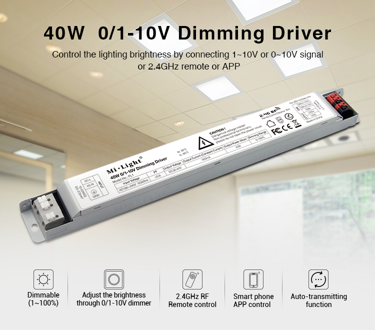 DRIVER DIMMABLE 0/1-10V DC30-40VDC 900mA 40W MI-LIGHT RF 2.4GHZ