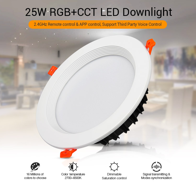 DOWNLIGHT LED RGB+CCT 25W 2000lm 120º IP20 REDONDO BLANCO CUT: ø200mm