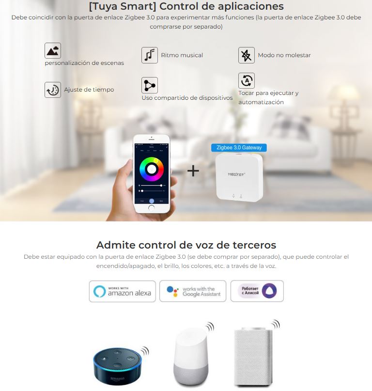 CONTROLADOR LED ZIGBEE 3.0 + 2.4GHz 5en1 15A DC12V-48V