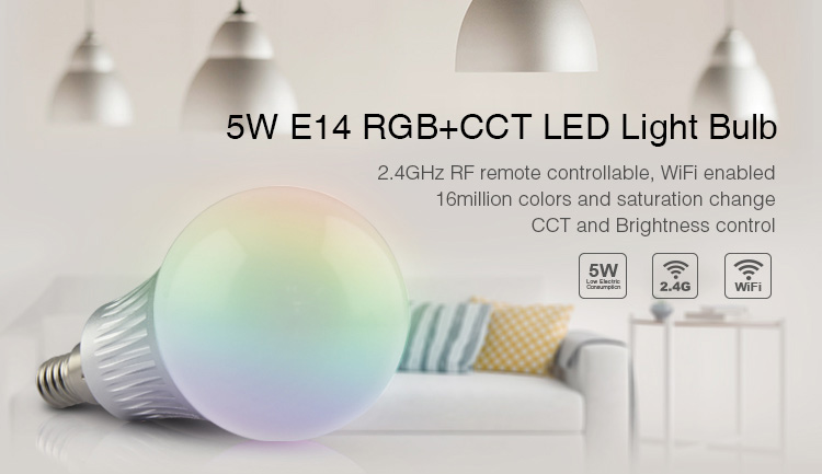 BOMBILLA LED E14 5W 450lm RGB+CCT MI-LIGHT 2.4GHz