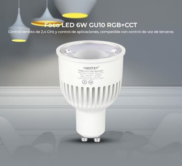 DICROICA GU10 6W 550LM 30º RGB+CCT 2.4GHz RF MI-LIGHT