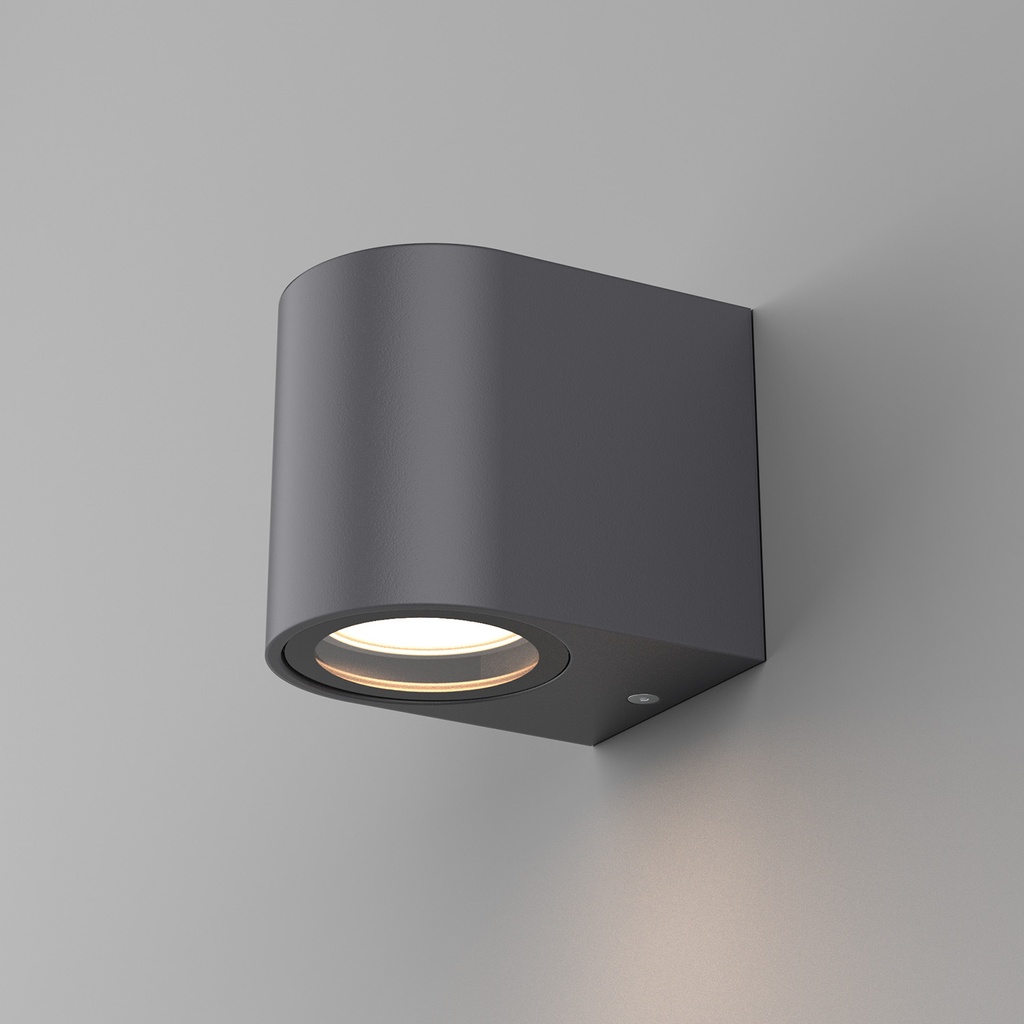 [APL-GL-EX-RD-SIM-AN] APLIQUE DE PARED EXTERIOR REDONDEADO 1XGU10 GRIS METALIZADO OSRAM LUXPOINT®