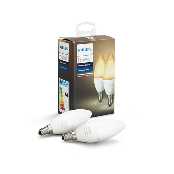 [E14-VELA-6W-HUEAM-2P] PACK 2uds E14 VELA B39 PHILIPS HUE White Ambiance 6W 470LM 2200-6500ºK