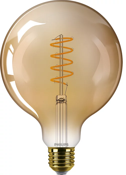 [E27-G120-7.3W-VIN-D] BOMBILLA LED E27 G120 7.3W 2200K 640LM FILAMENTO RIZADO DIMMABLE PHILIPS