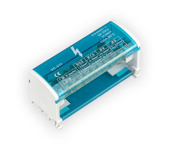 REPARTIDOR MONOFASICO DIN 125A 11 SAL: 3X16MM+1X25MM+7X6MM